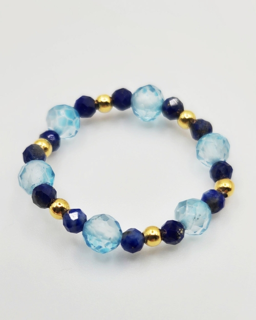 Pierścionek | topaz i lapis lazuli