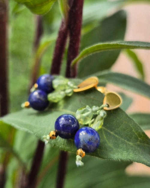Kolczyki owoce | lapis lazuli, oliwin, hematyt