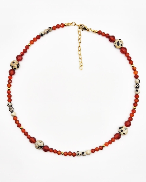 Naszyjnik karneolowy | karneol i jaspis dalmatyński