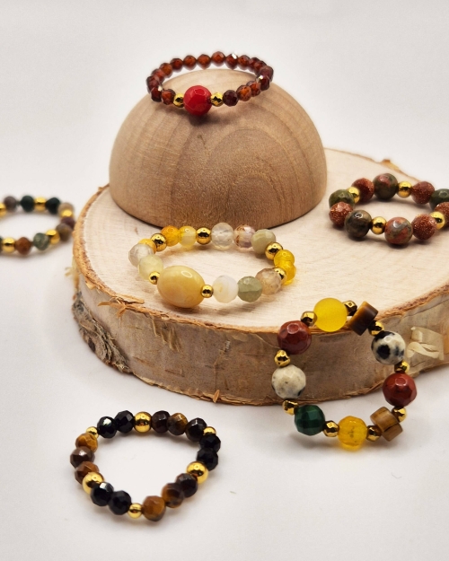 Zestaw 3 pierścionków z kamieni naturalnych