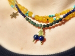 Naszyjnik z zawieszką jagody | lapis lazuli, oliwin, agat, złoty hematyt