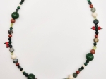 Naszyjnik GRUDZIEŃ 25 - kamienie naturalne w odcieniach, czerwieni i zieleni