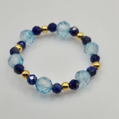 Pierścionek | topaz i lapis lazuli